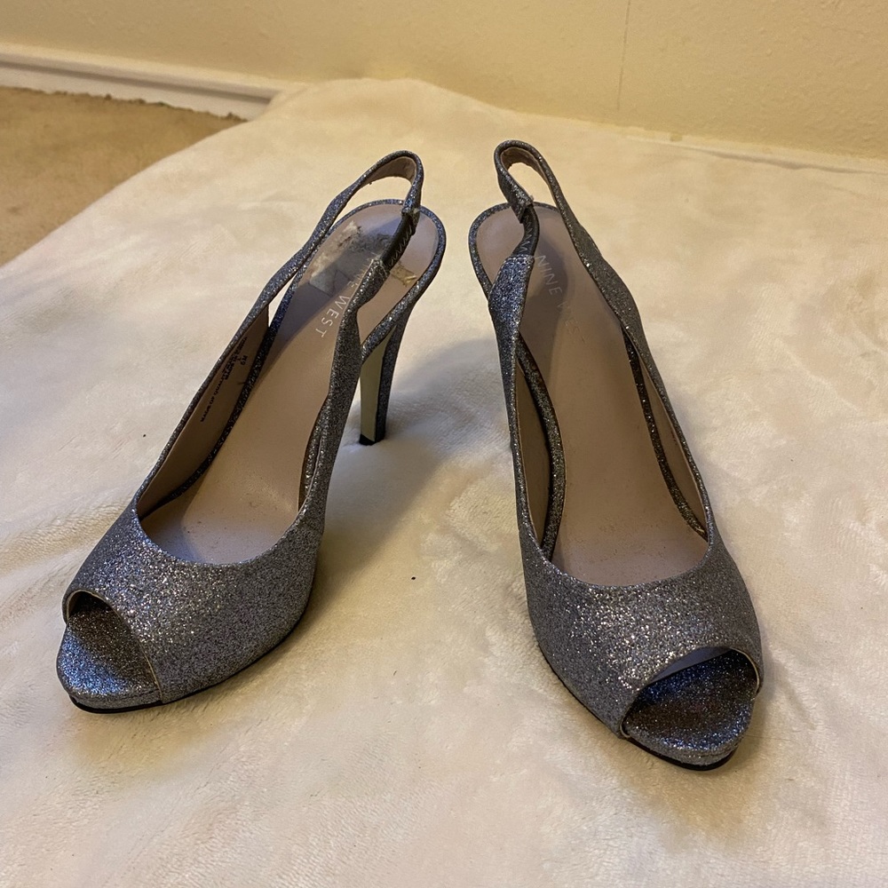 Nine West silver heels